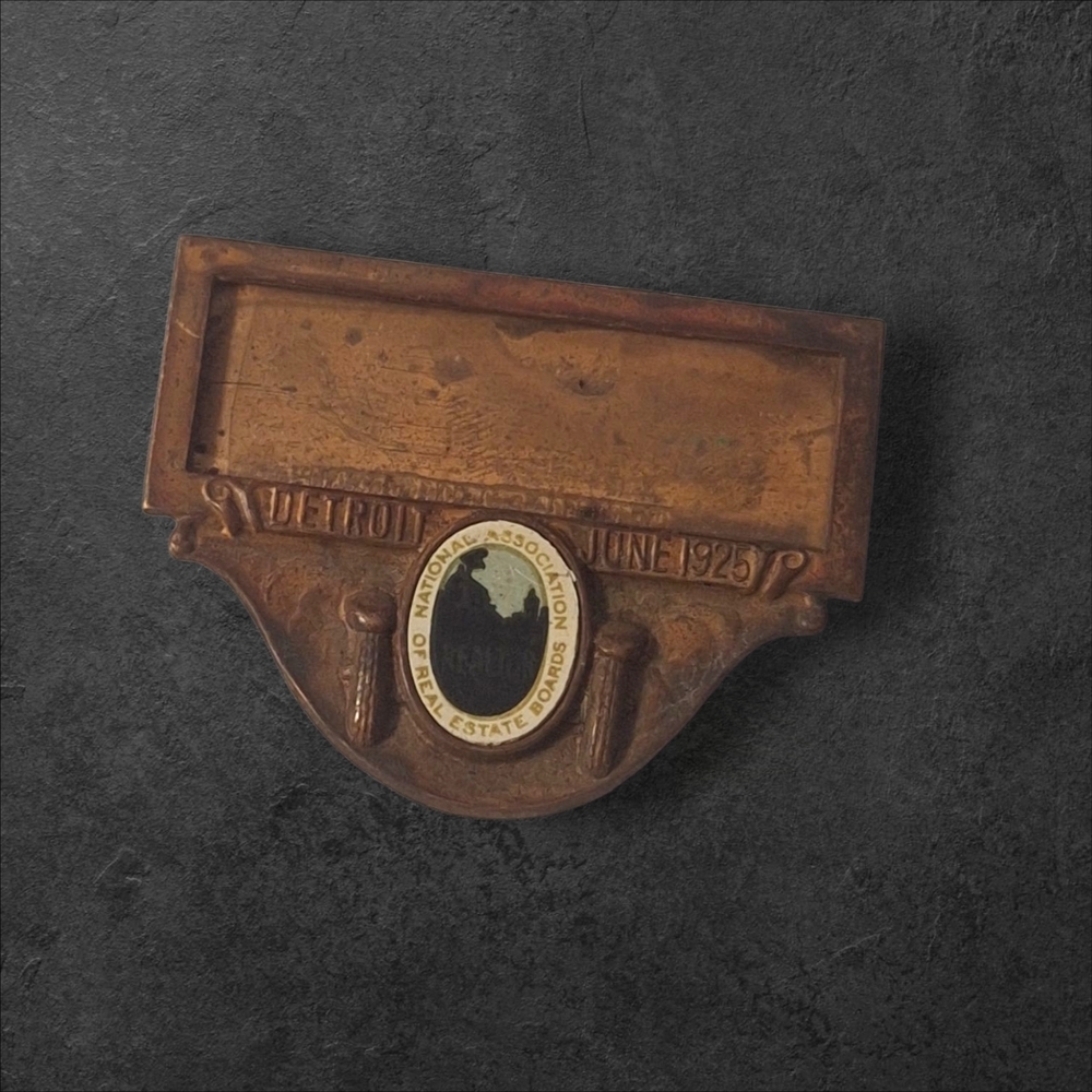 Antique Brown Brooch with Black and Cream Accents Detroit Real Estate 1925